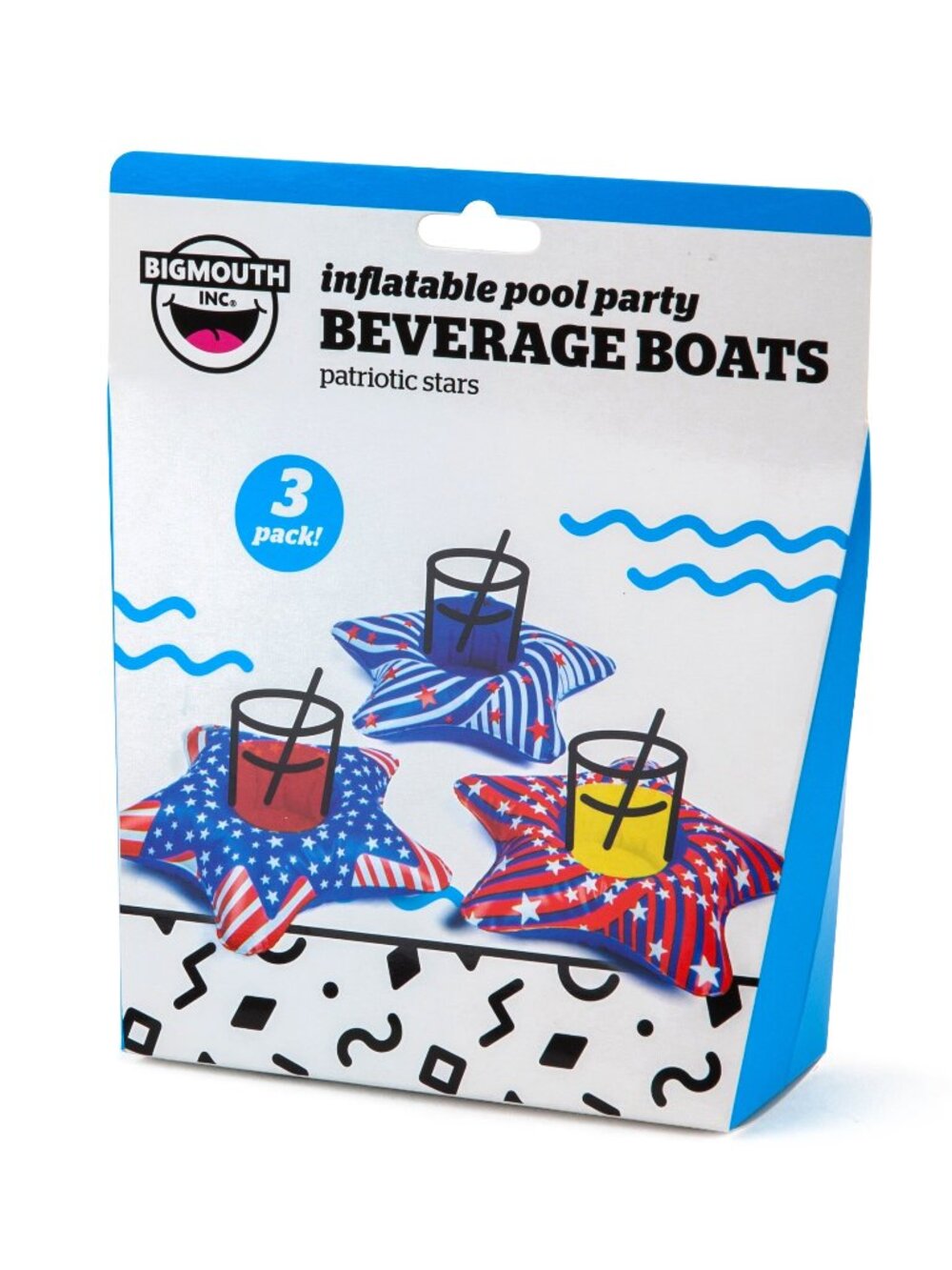 3-pack of BigMouth Inc. Inflatable Patriotic Stars Beverage Boats-NWT